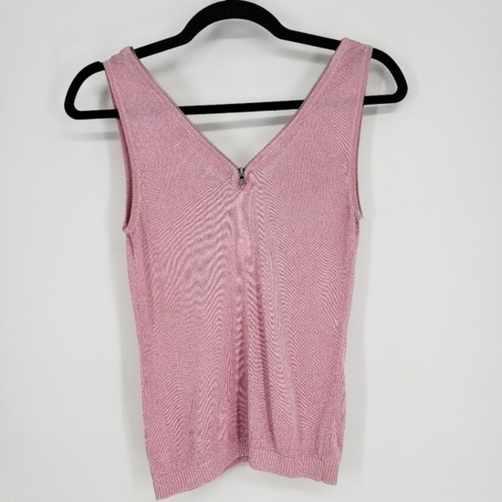Votre Nom Metallic Knit Zipper Tank Size Small